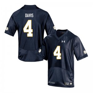 Notre Dame Fighting Irish Men's Avery Davis #4 Navy Under Armour Authentic Stitched College NCAA Football Jersey FKA3499BM